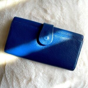 Blue Leather Tri-Fold Wallet